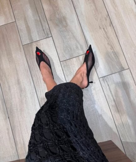 Pointed-Toe Mesh Mules-5cm Heel