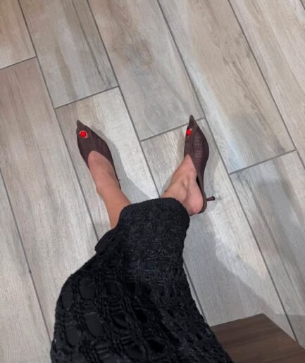 Pointed-Toe Mesh Mules-5cm Heel
