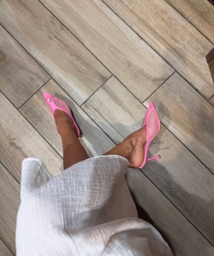 Pointed-Toe Mesh Mules-5cm Heel