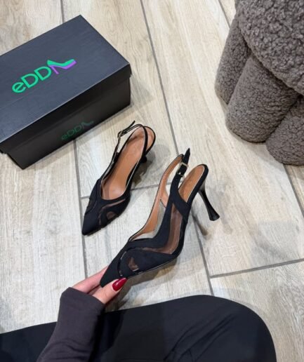 SUEDE SLINGBACK POINTED HEELS